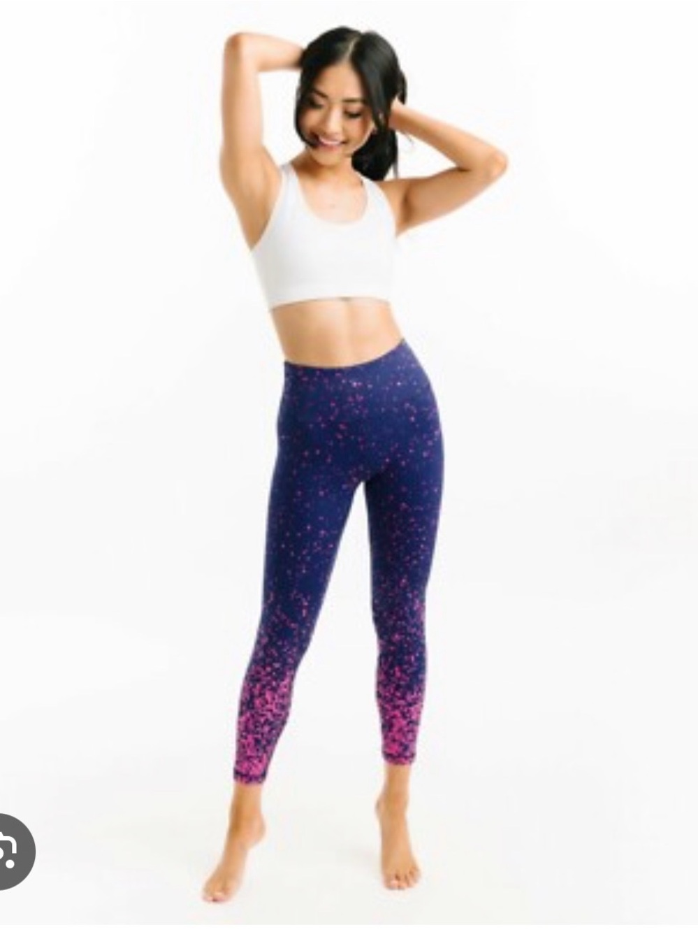 ZYIA Active Navy Pink Splash Light n Tight Hi-Rise Leggings 7/8 Size 6-8